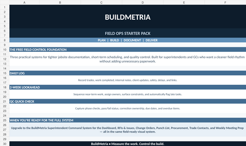 BuildMetria Field Ops Starter Pack cover preview