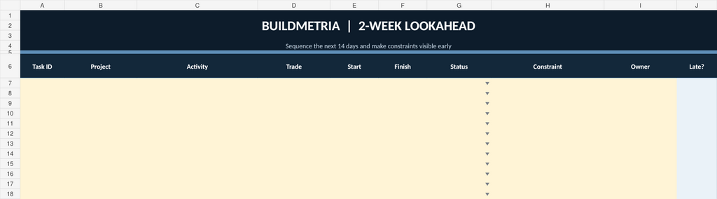 BuildMetria Field Ops Starter Pack lookahead preview